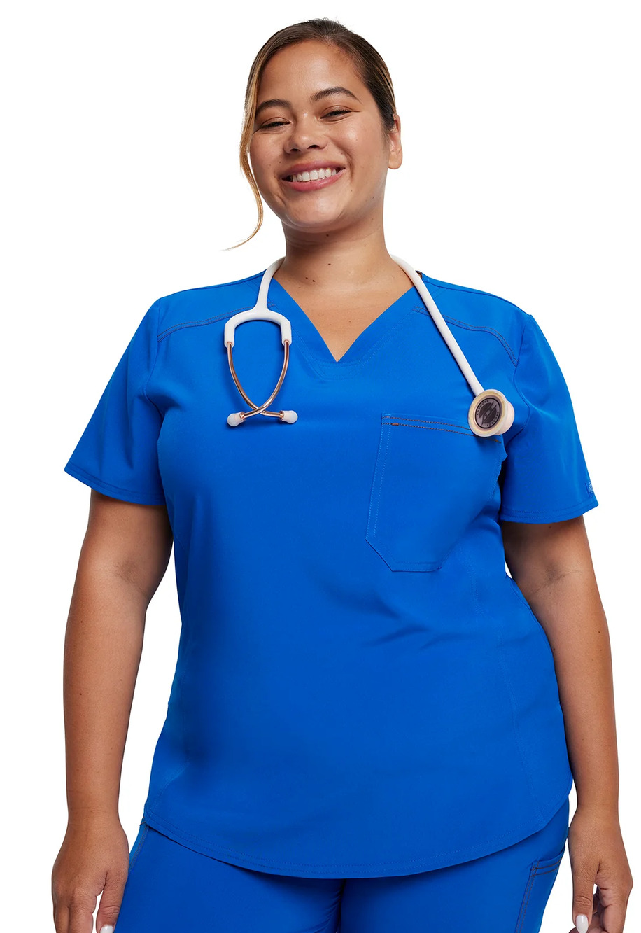 Dickies Riveting Women's Size S Royal Blue V-Neck Tuckable Scrub Top